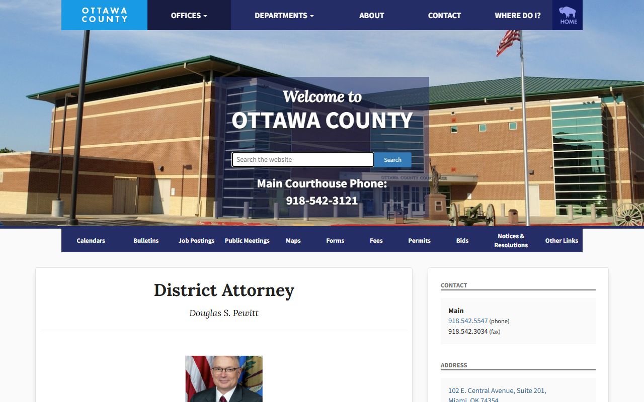 Ottawa County District Attorney court records after jail arrest office page