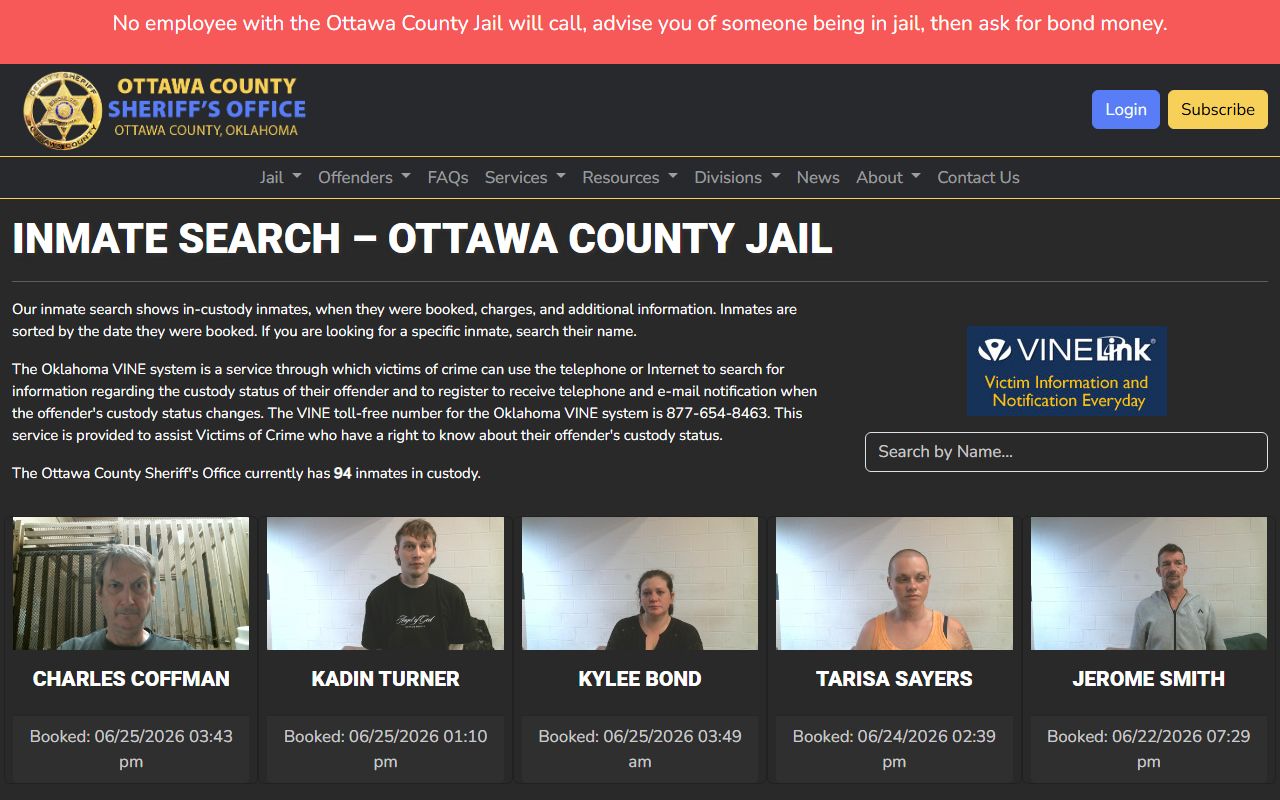 Ottawa County Jail roster search for inmate lookup